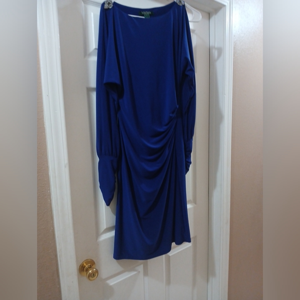 Ralph Lauren Blue Draped Dress